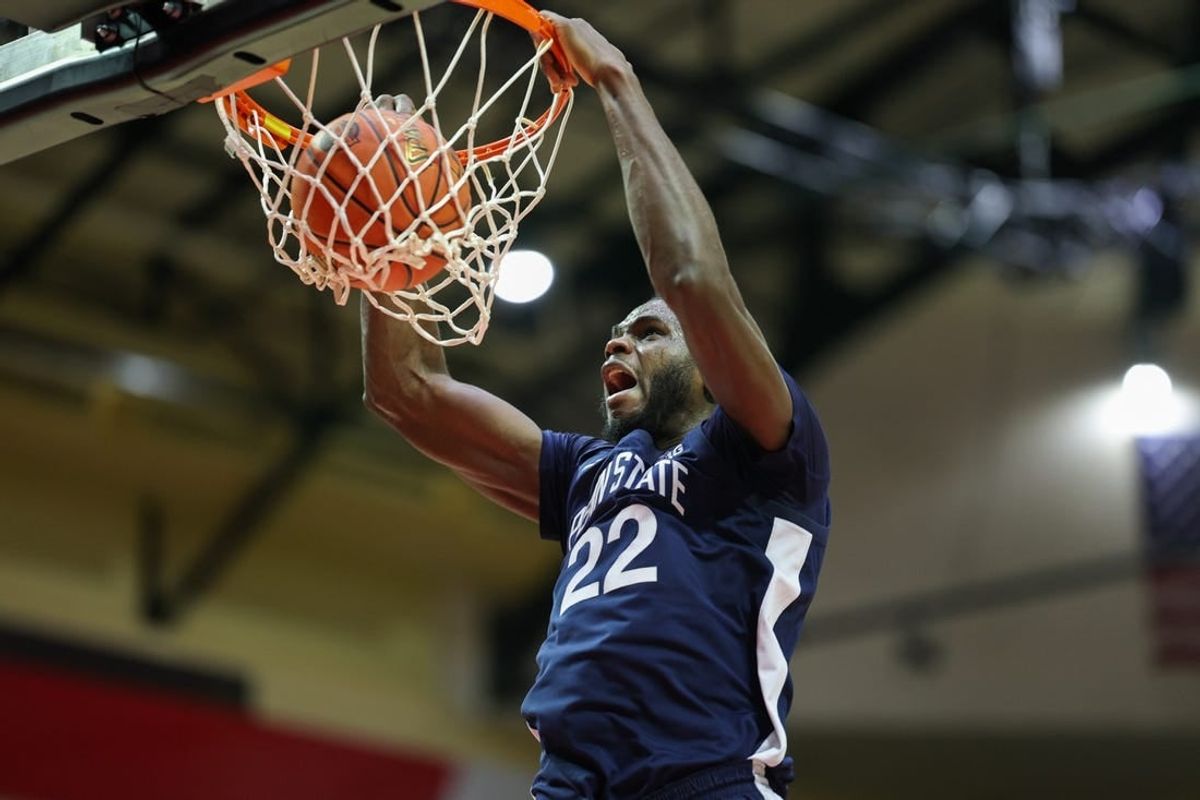 Nov 26, 2023; Kissimmee, FL, USA;  Penn State Nittany Lions forward Qudus Wahab (22) dunks the ball against the Virginia Commonwealth Rams in the second half during the ESPN Invitational Events tournament seventh place game at State Farm Field House.