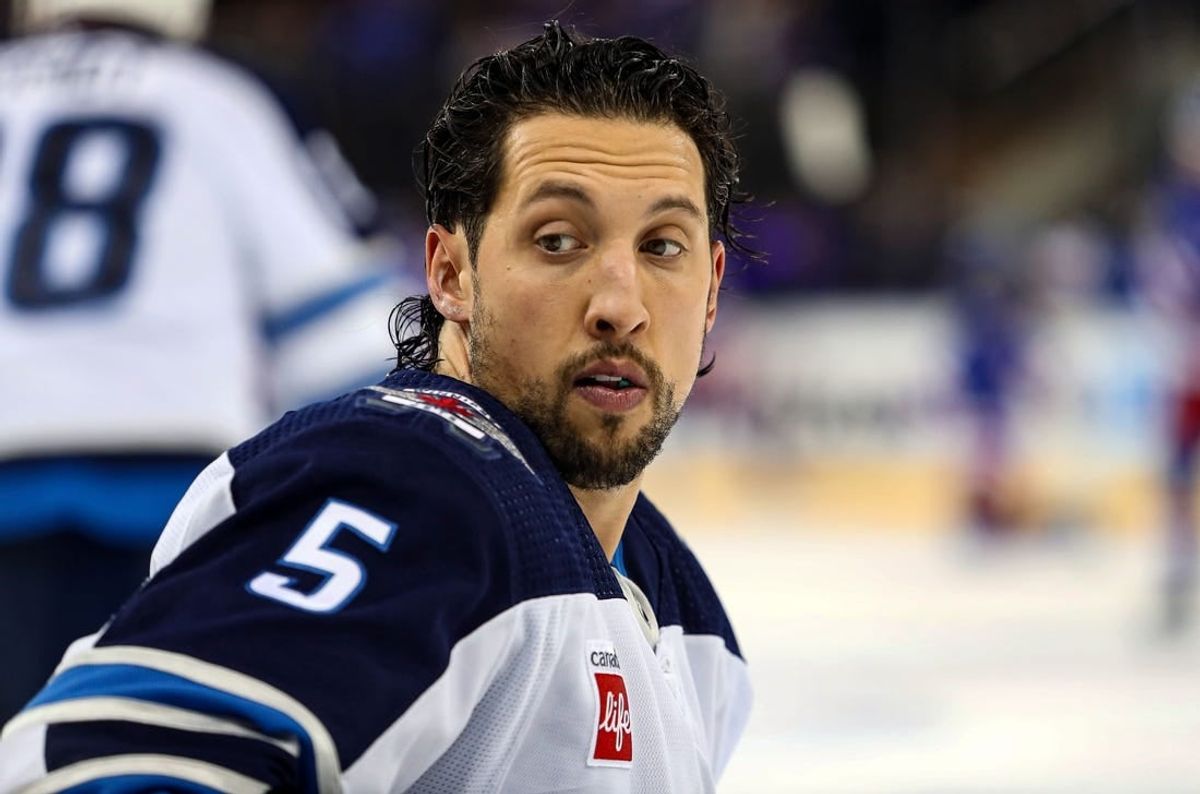 Mar 19, 2024; New York, New York, USA; Winnipeg Jets defenseman Brenden Dillon (5) skates during warmups before the first period against the New York Rangers at Madison Square Garden.