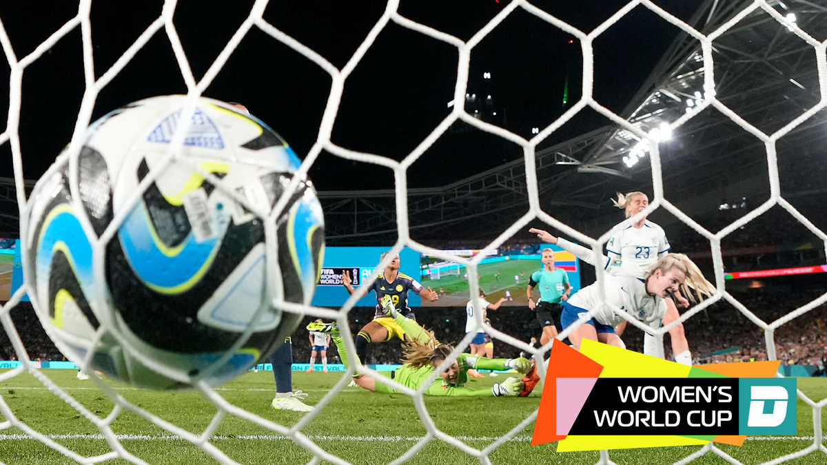 Lauren Hemp scores against Colombia