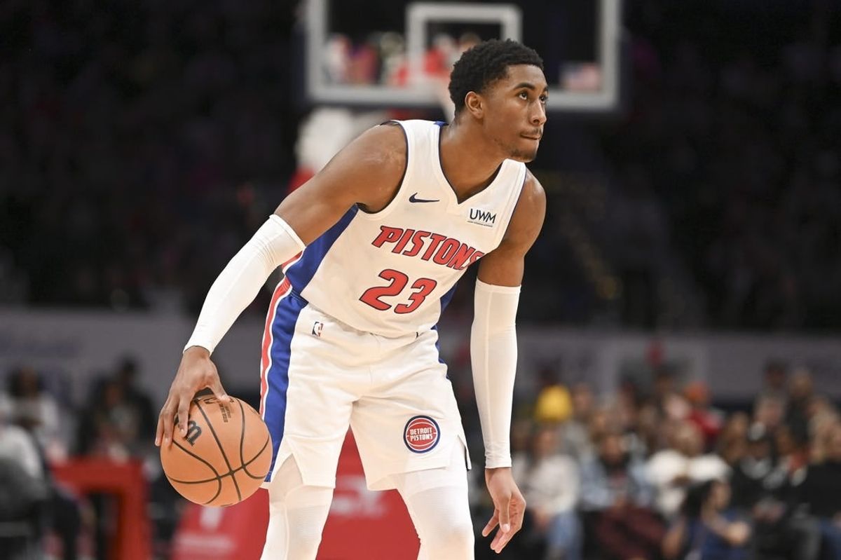Jan 15, 2024; Washington, District of Columbia, USA;  Detroit Pistons guard Jaden Ivey (23) during the game on Martin Luther King Jr. Day against the Washington Wizards at Capital One Arena.