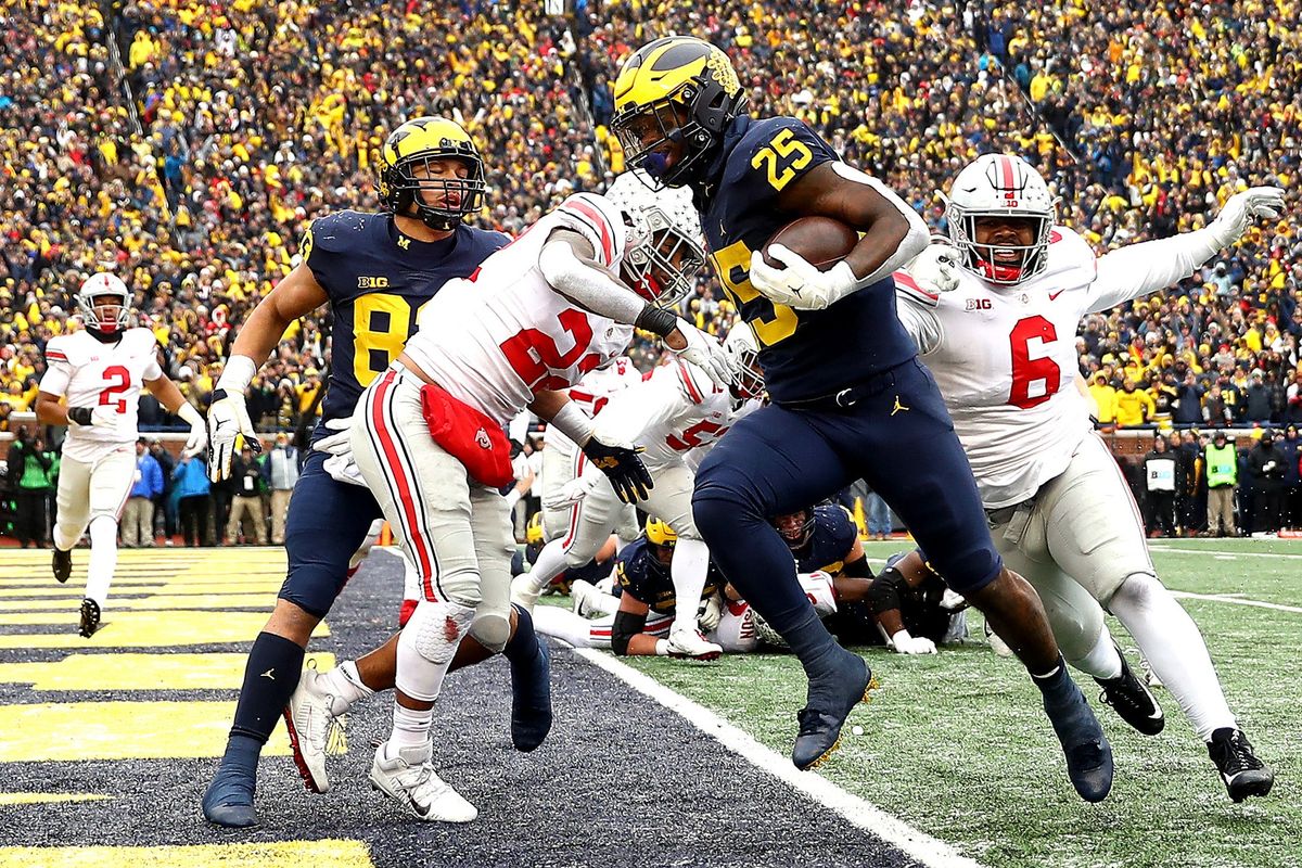 Hassan Haskins scores one of his five touchdowns against Ohio State.