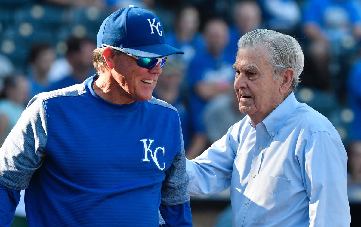 Ned Yost and David Glass in 2017.
