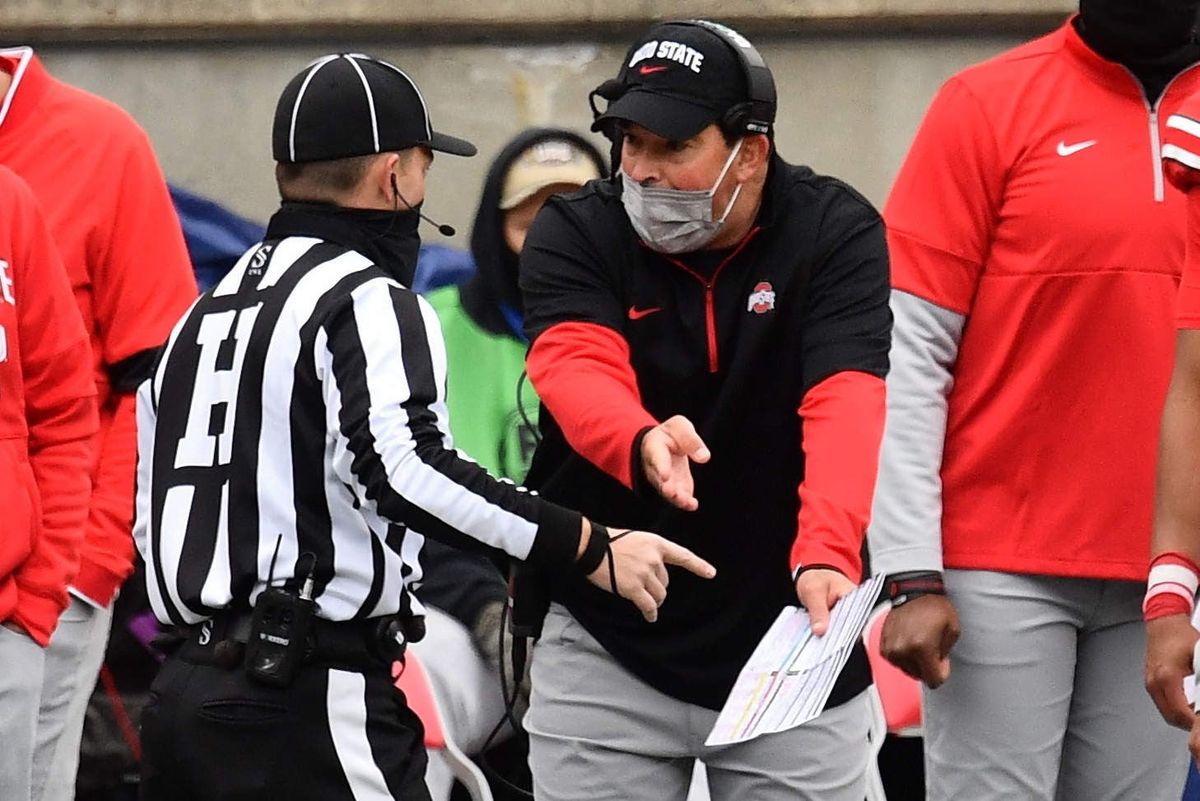Ohio State Coach Ryan Day in less COVID-y times.