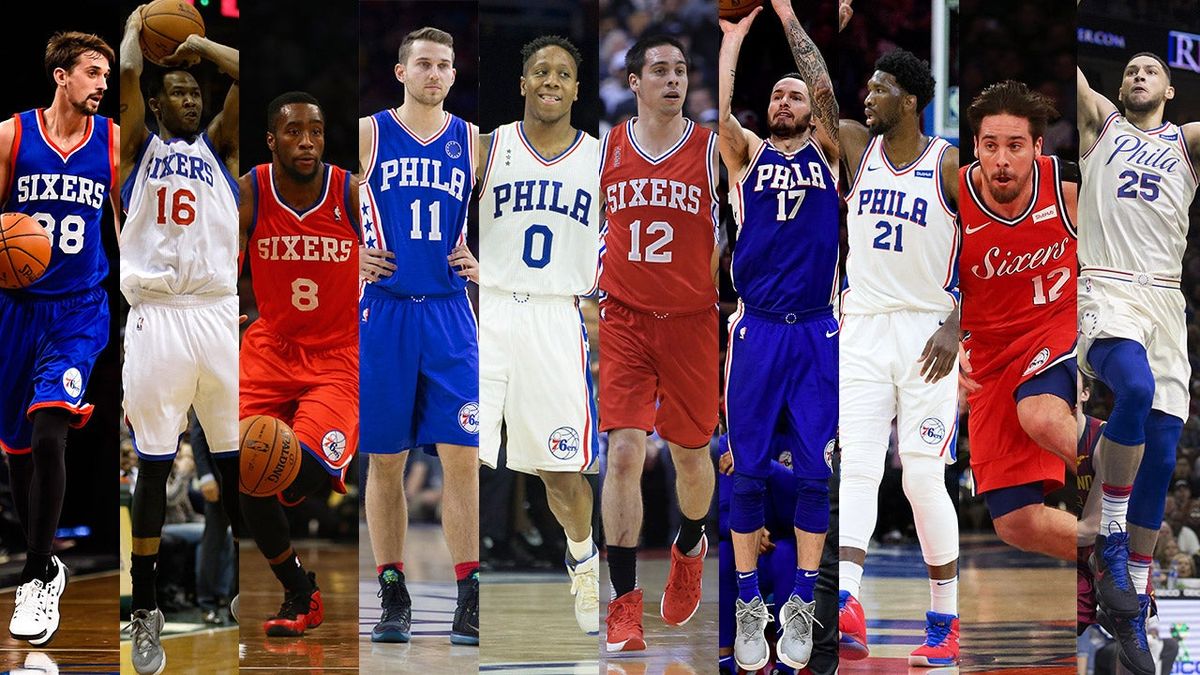 In the last four years, the Sixers have had 10 different jerseys for regular season games. (All photos via Getty. Photographers, from left: Alex Goodlett, Mike McGinnis, Al Bello, Mitchell Leff, Mitchell Leff, Vaughn Ridley, Harry How, Rob Carr, Mike Stobe, Mitchell Leff)