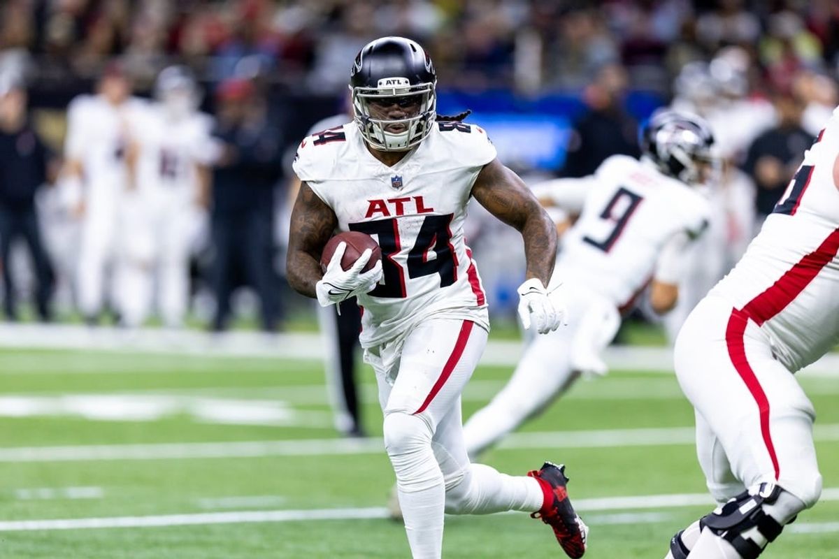 Jan 7, 2024; New Orleans, Louisiana, USA;  Atlanta Falcons running back Cordarrelle Patterson (84) run in the open field against the New Orleans Saints during the second half at Caesars Superdome.