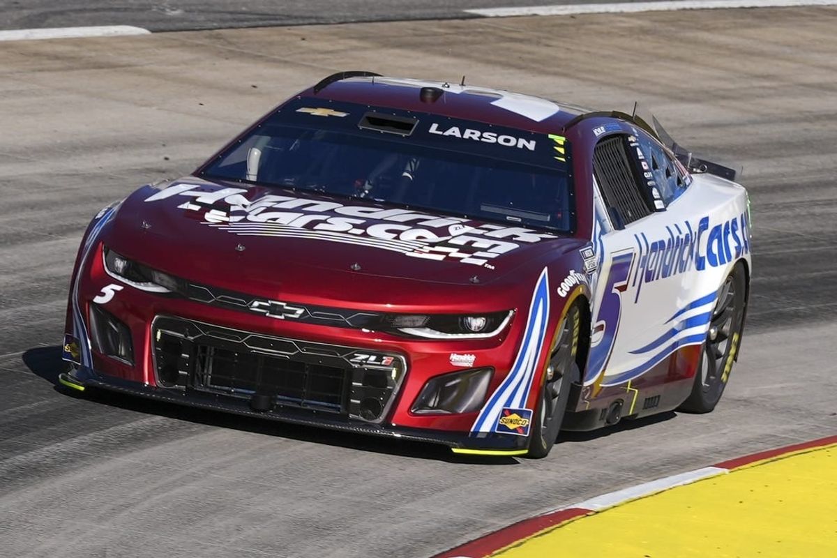 Apr 6, 2024; Martinsville, Virginia, USA; NASCAR Cup Series driver Kyle Larson (5) during qualifying at Martinsville Speedway.