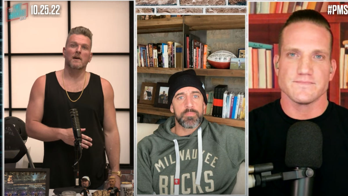 Aaron Rodgers during his spot on The Pat McAfee Show