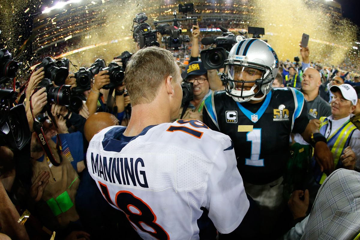 Peyton Manning and Cam Newton met in 2015.