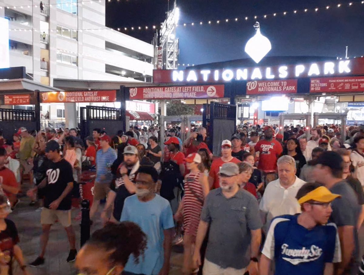 Fans leave Nationals Park last night after the situation was under control — but it could have been much, much worse.