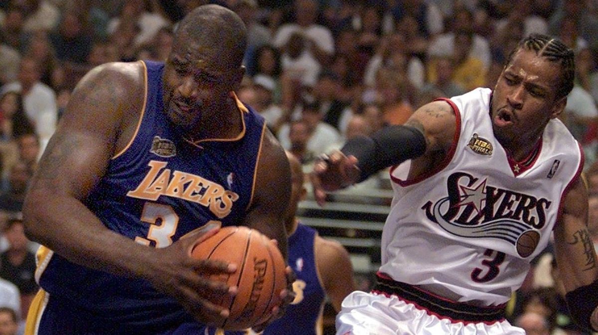 (From l.) Shaq, Allen Iverson
