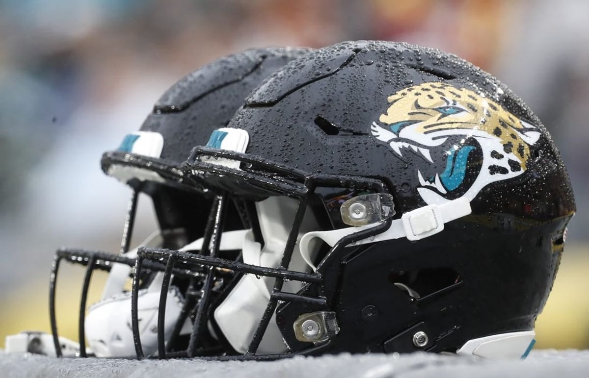 Oct 29, 2023; Pittsburgh, Pennsylvania, USA; Jacksonville Jaguars helmet on the sidelines against the Pittsburgh Steelers during the fourth quarter at Acrisure Stadium.