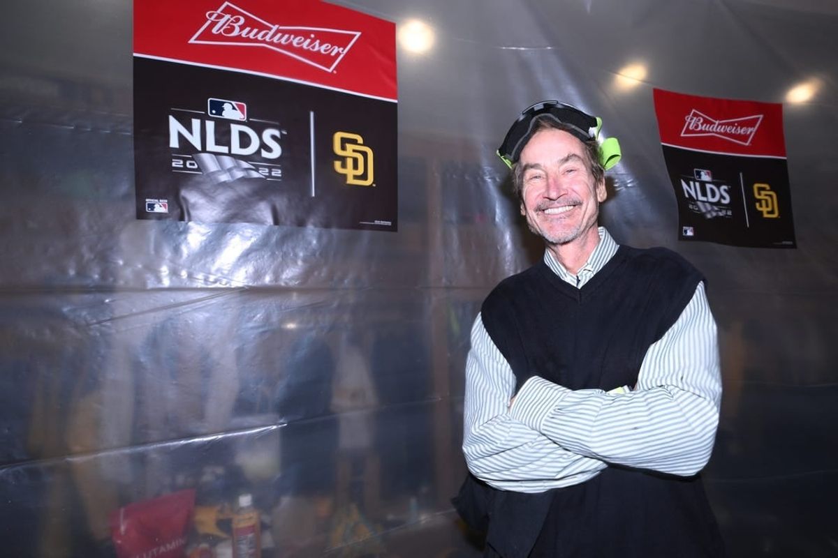 Oct 15, 2022; San Diego, California, USA; San Diego Padres owner Peter Seidler celebrates defeating the Los Angeles Dodgers during game four of the NLDS for the 2022 MLB Playoffs at Petco Park.