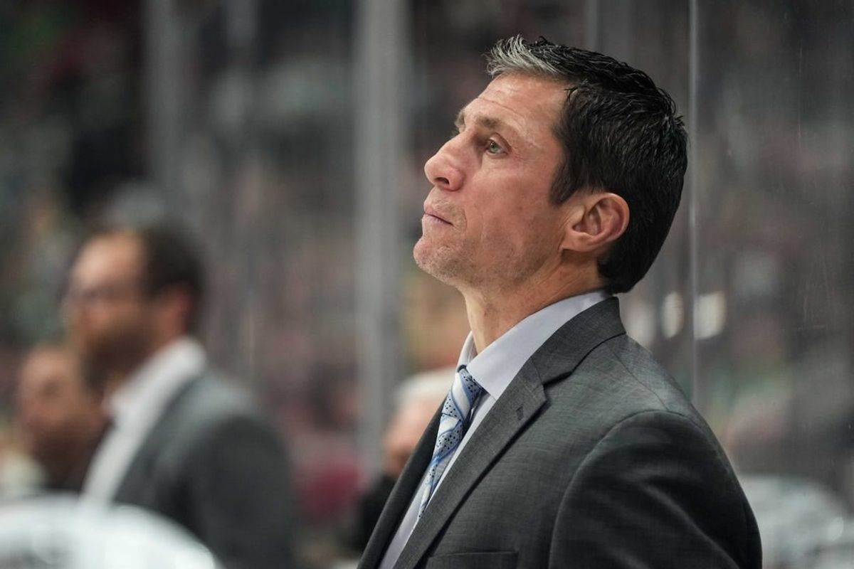 Feb 12, 2022; Saint Paul, Minnesota, USA; Carolina Hurricanes head coach Rod Brind   Amour during a game between the Minnesota Wild and Carolina Hurricanes at Xcel Energy Center.