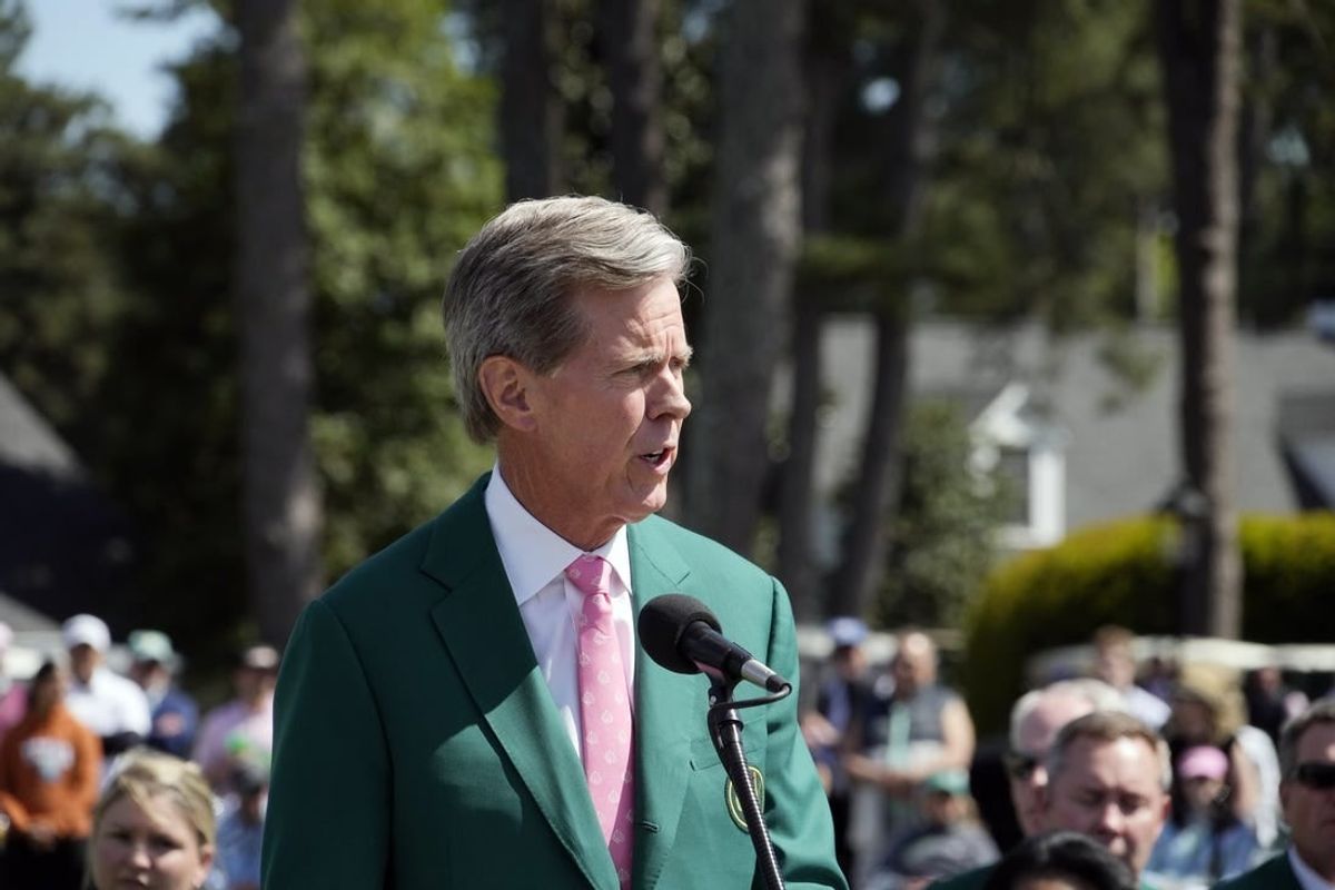 Apr 6, 2024; Augusta, Georgia, USA; Augusta National Chairman Fred Ridley speaks during a ceremony following the final round of the Augusta National Women's Amateur golf tournament at Augusta National Golf Club.