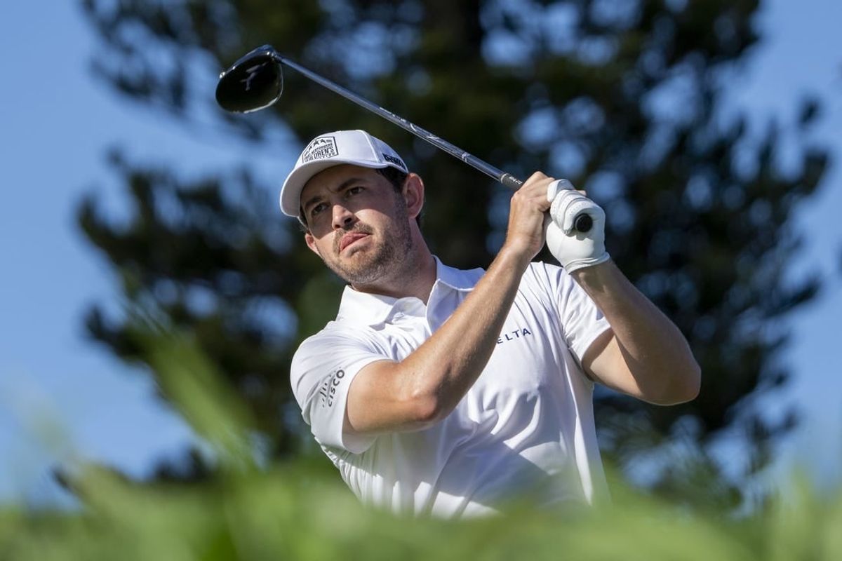 January 7, 2024; Maui, Hawaii, USA; Patrick Cantlay hits his tee shot on the third hole during the final round of The Sentry golf tournament at Kapalua Golf - The Plantation Course.