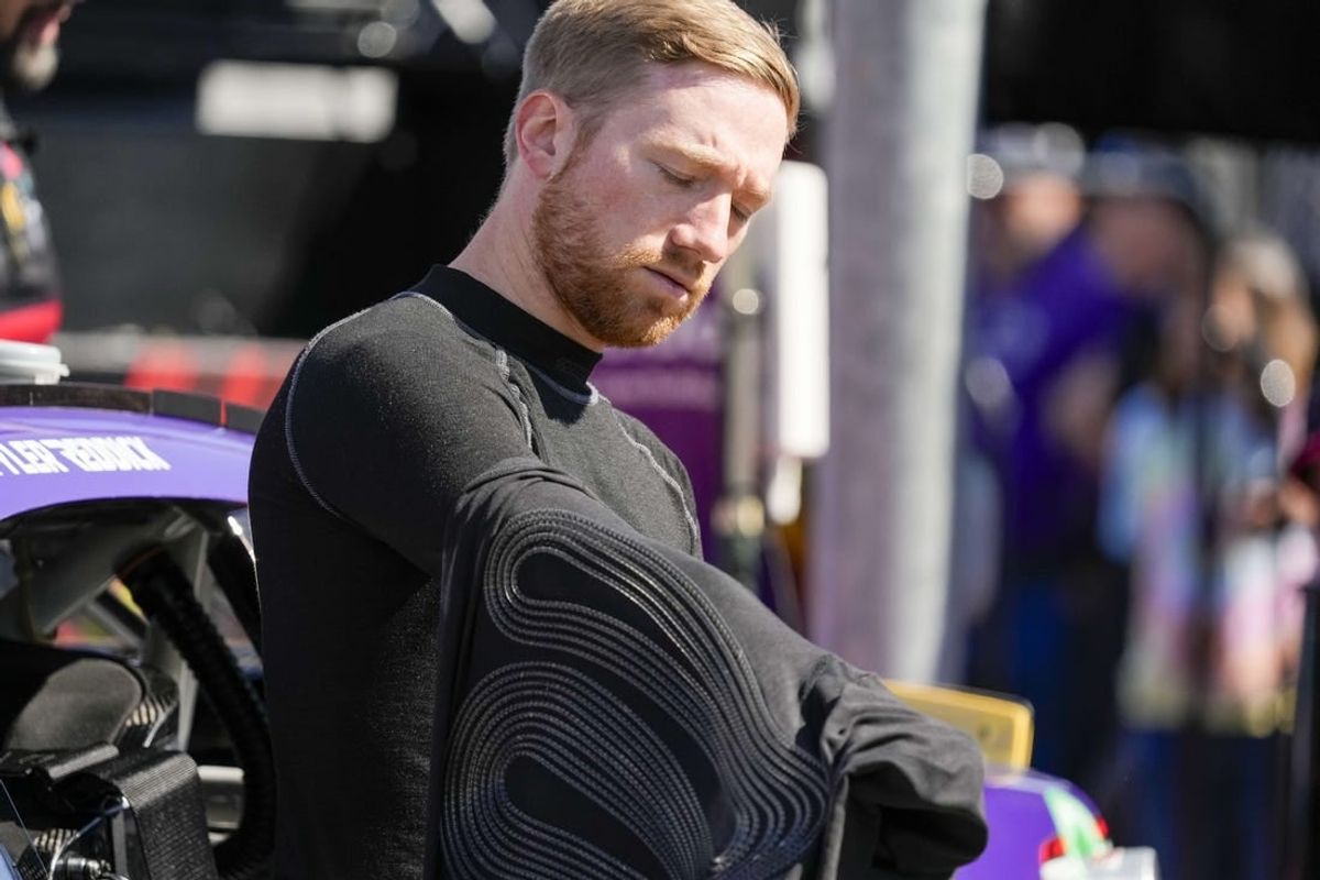 Oct 7, 2023; Concord, North Carolina, USA; NASCAR Cup Series driver Tyler Reddick (45) during Cup practice and qualifying at Charlotte Motor Speedway Road Course.