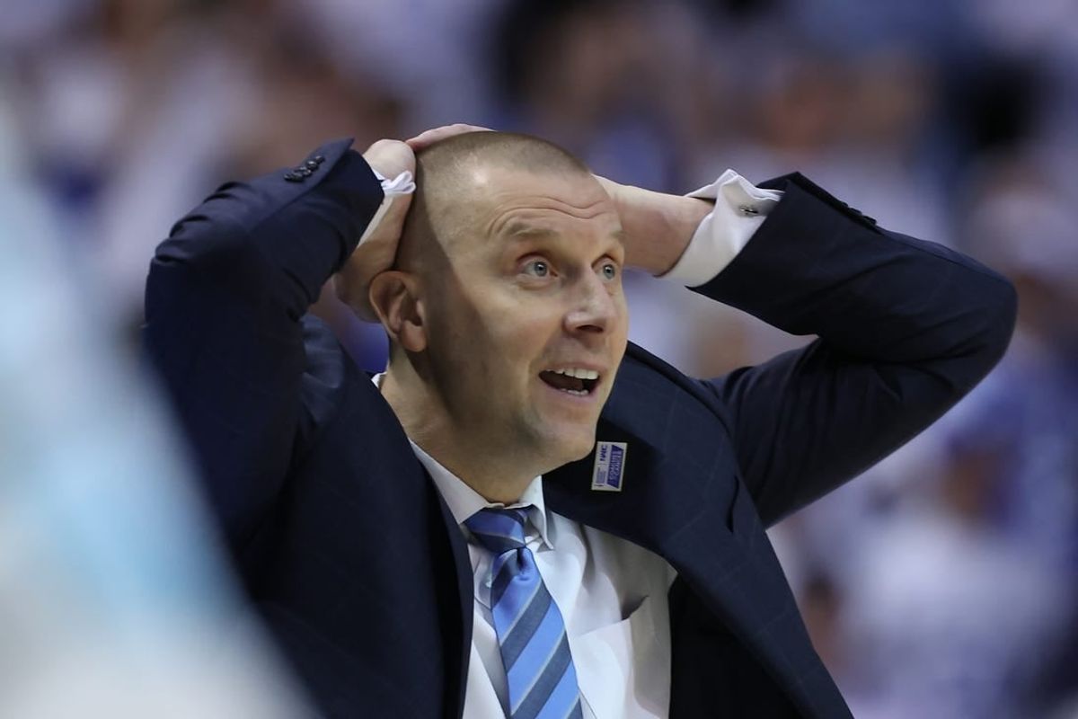 Jan 27, 2024; Provo, Utah, USA; Brigham Young Cougars head coach Mark Pope reacts after a play during the second half against the Texas Longhorns at Marriott Center.