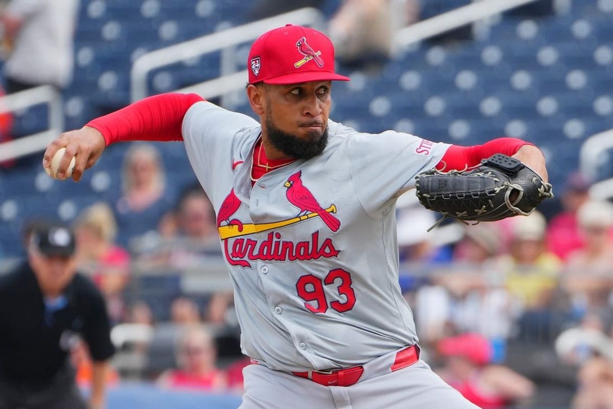 Mar 2, 2024; West Palm Beach, Florida, USA; St. Louis Cardinals relief pitcher Keynan Middleton (93) pitches in the fourth inning against the Houston Astros at The Ballpark of the Palm Beaches.