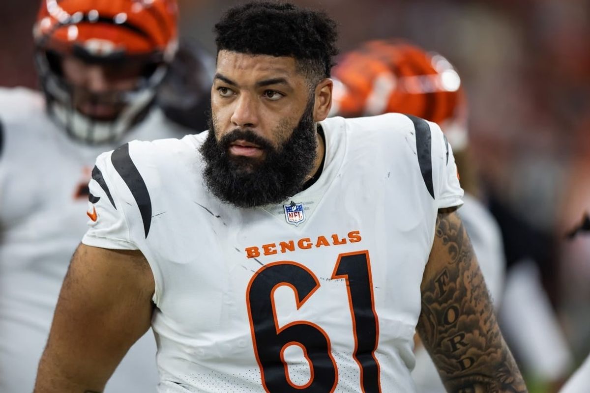 Oct 8, 2023; Glendale, Arizona, USA; Cincinnati Bengals offensive tackle Cody Ford (61) against the Arizona Cardinals at State Farm Stadium.