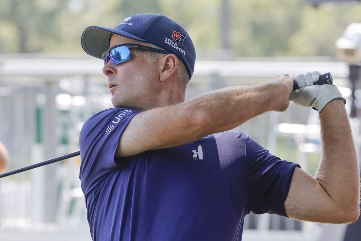 Mar 21, 2024; Palm Harbor, Florida, USA; Kevin Streelman plays his shot from the 16th tee during the first round of the Valspar Championship golf tournament.