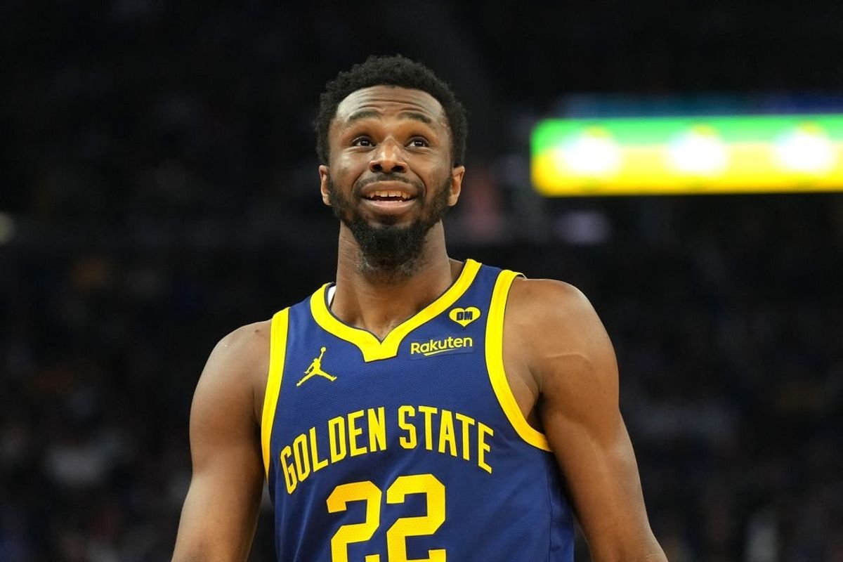 Feb 23, 2024; San Francisco, California, USA; Golden State Warriors forward Andrew Wiggins (22) during the second quarter against the Charlotte Hornets at Chase Center.
