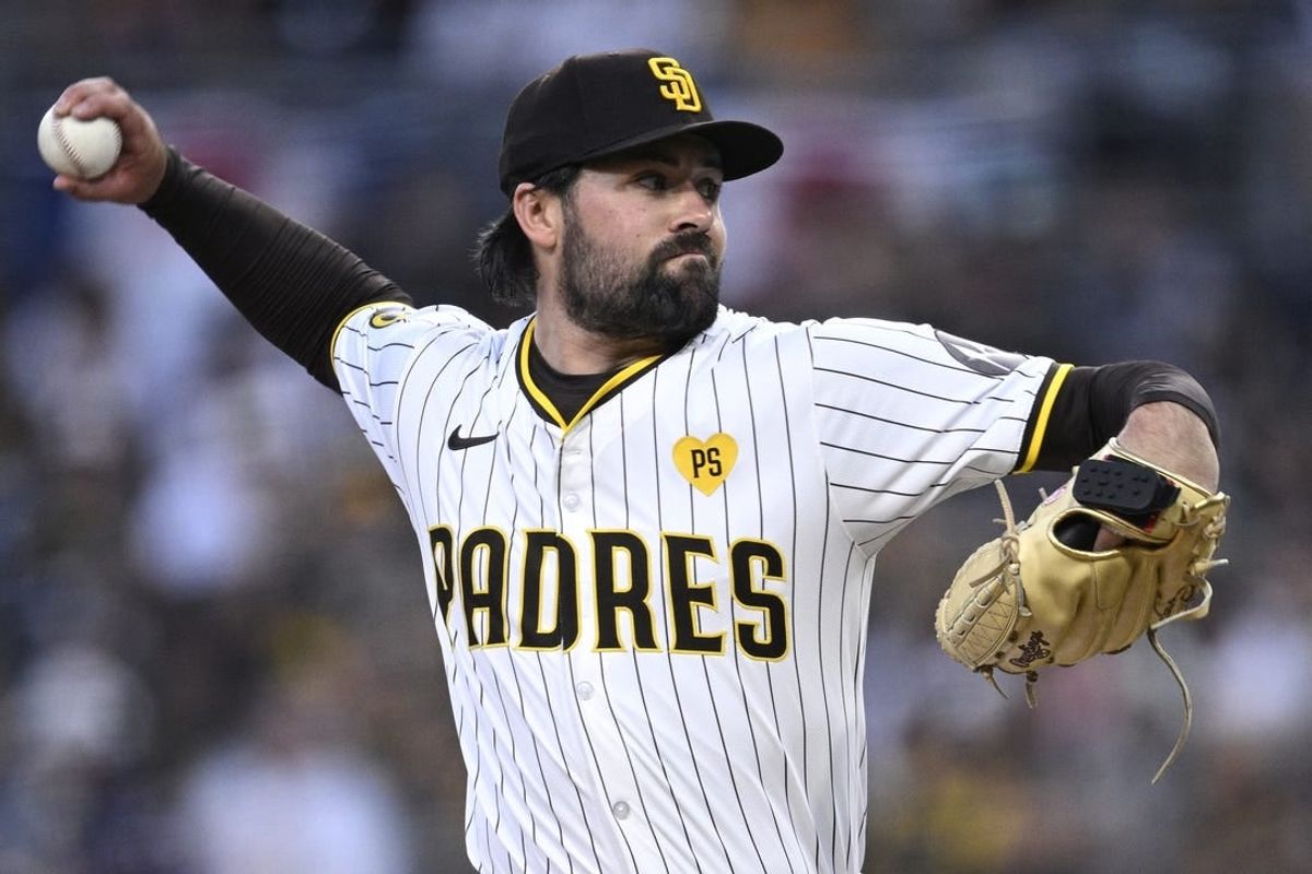 Apr 1, 2024; San Diego, California, USA; San Diego Padres starting pitcher Matt Waldron (61) throws a pitch against the St. Louis Cardinals during the first inning at Petco Park.