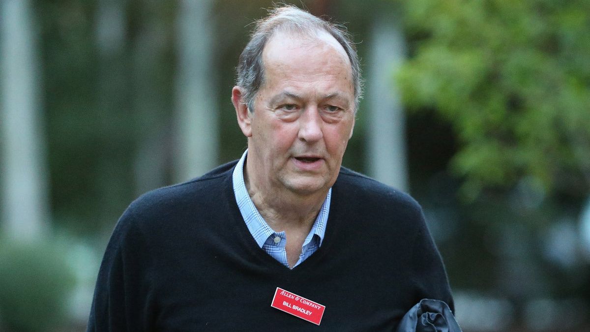 Bill Bradley, shown here helpfully wearing a nametag.