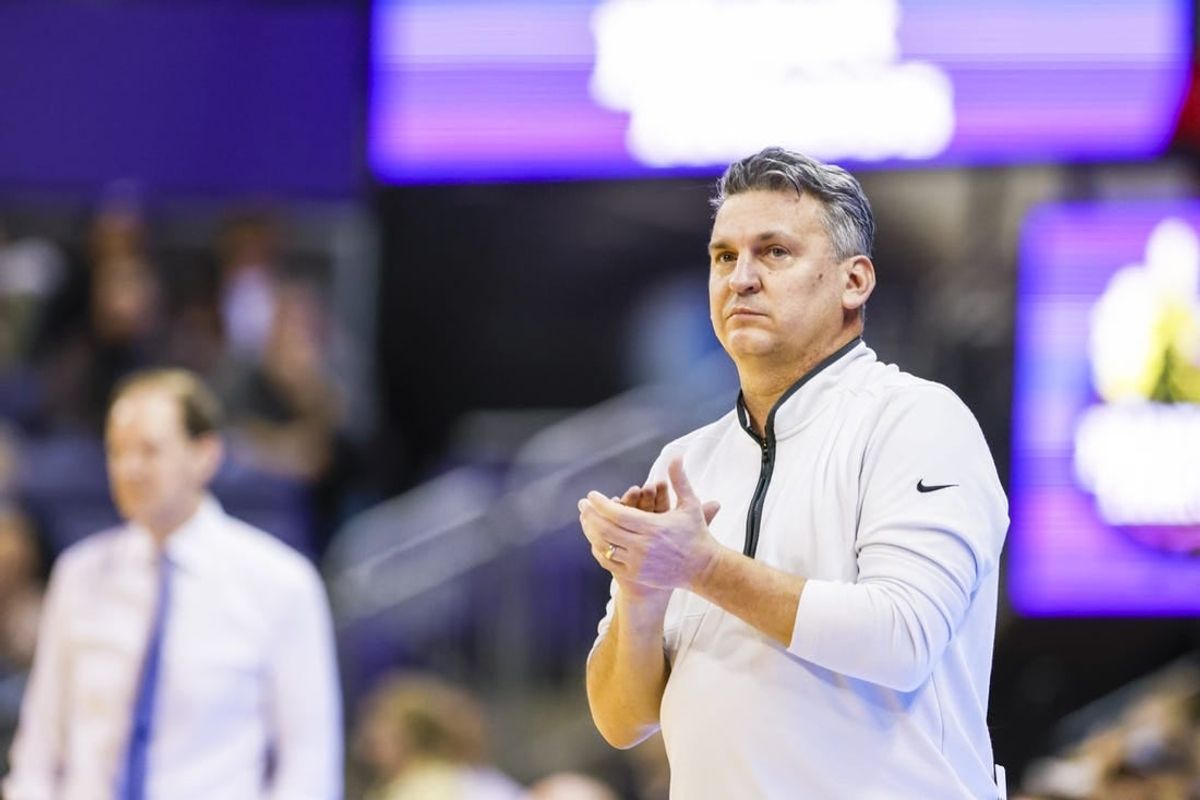 Mar 2, 2023; Seattle, Washington, USA; Washington State Cougars head coach Kyle Smith reacts to a play against the Washington Huskies during the second half at Alaska Airlines Arena at Hec Edmundson Pavilion.