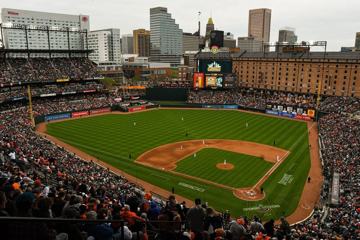 Apr 7, 2023; Baltimore, Maryland, USA; A general view of  Oriole Park at Camden Yards during  the game between the Baltimore Orioles and the New York Yankees .