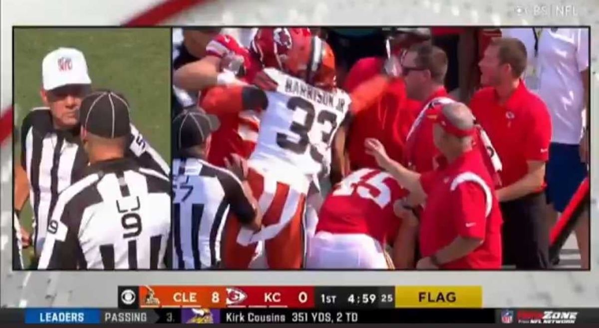 The Browns’ Ronnie Harrison Jr. shoved a Chief’s assistant coach AFTER the coach shoved him.