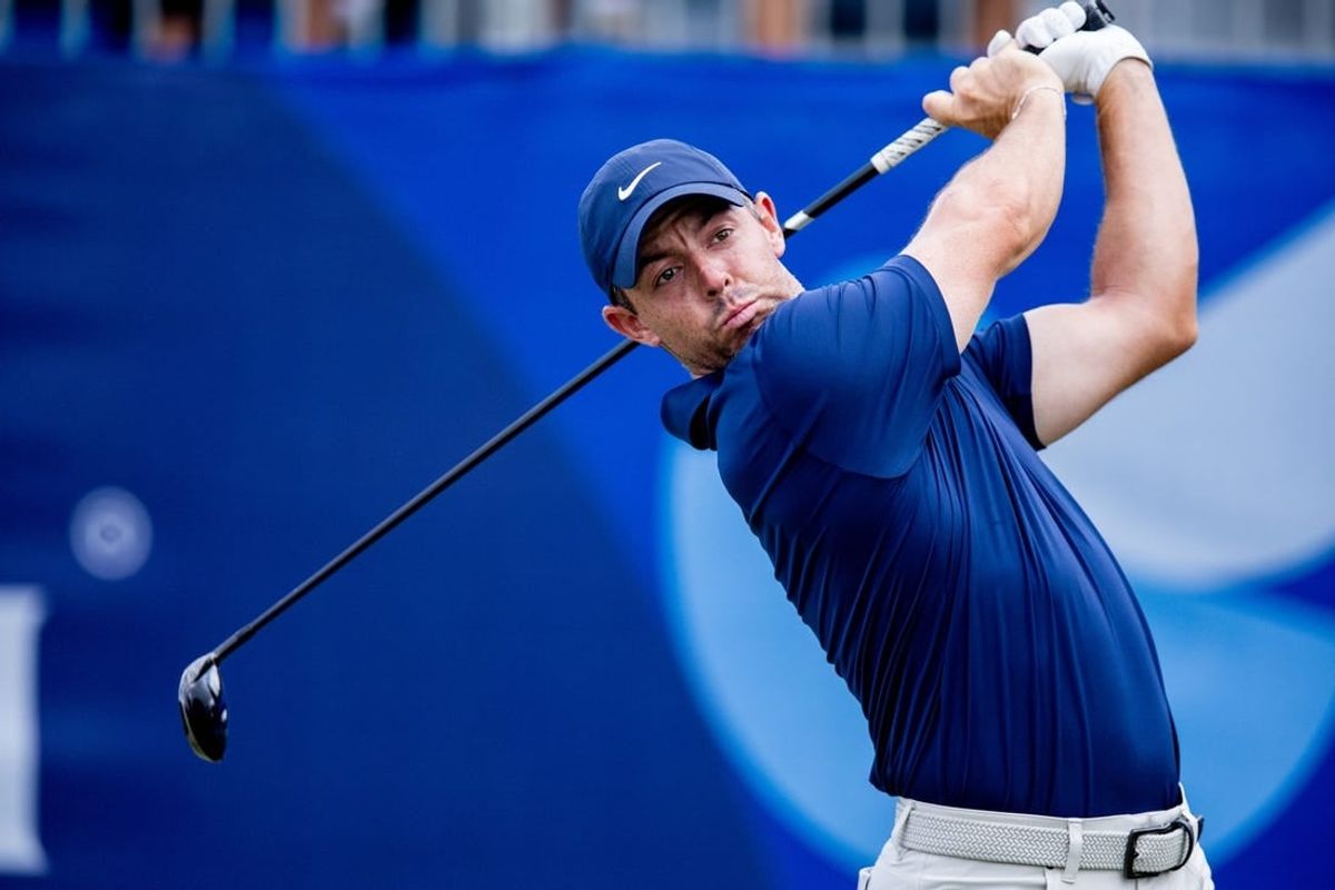 Apr 27, 2024; Avondale, Louisiana, USA; Rory McIlroy plays his shot from the first tee during the third round of the Zurich Classic of New Orleans golf tournament.