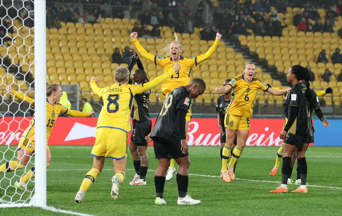 Amanda Ilestedt of Sweden celebrates after scoring her team’s second goal during the FIFA Women’s World Cup Australia & New Zealand 2023 Group G match between Sweden and South Africa.