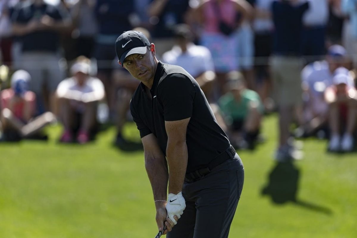 Mar 14, 2024; Ponte Vedra Beach, Florida, USA; Rory McIlroy sets to play on the 3rd tee during the first round of THE PLAYERS Championship golf tournament.