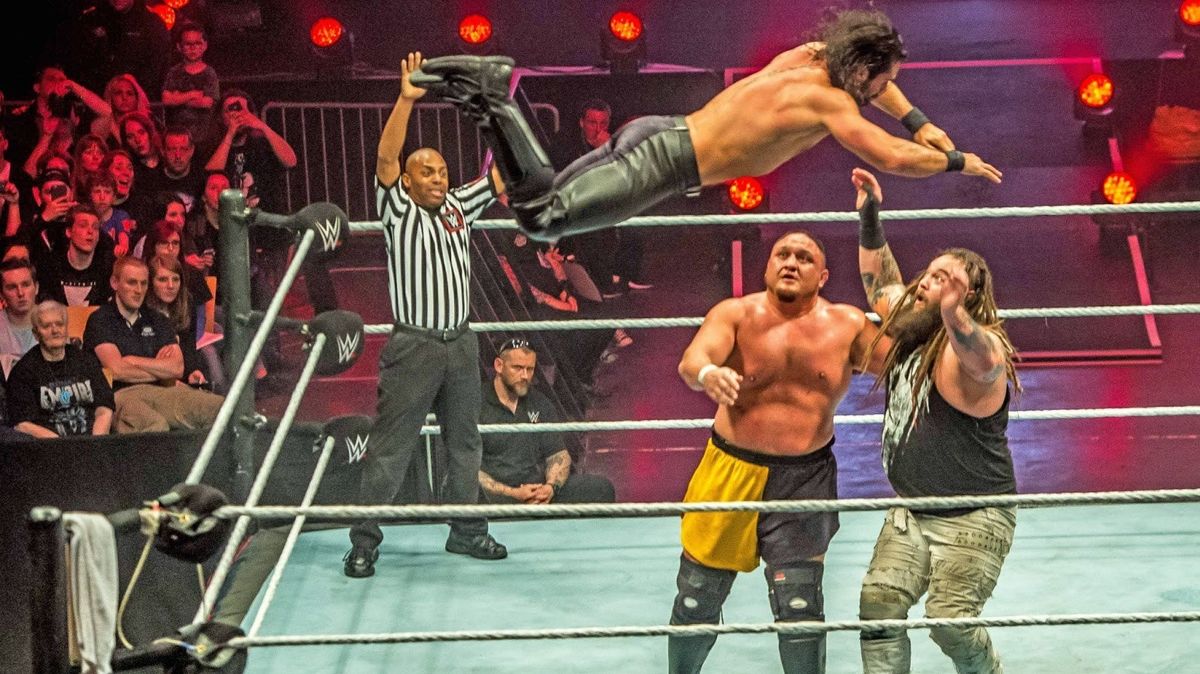 Samoa Joe (c.) is sadly gone.