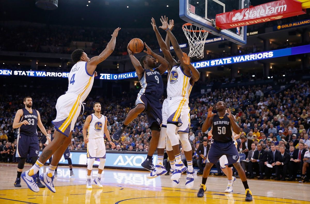 Confidence is not an issue for Draymond Green, seen here playing solid defense but with his face mostly obscured