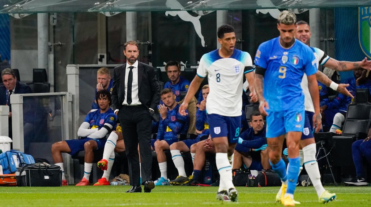 England manager Gareth Southgate tries to figure out what the the hell to do with his team against Italy.