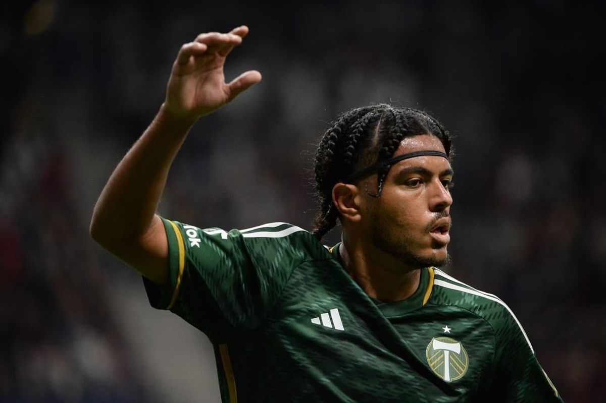 Mar 30, 2024; Vancouver, British Columbia, CAN; Portland Timbers midfielder Evander (10) gestures during the second half against Vancouver Whitecaps FC at BC Place.