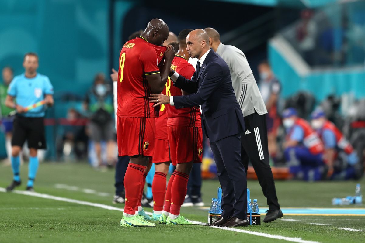 Romelu Lukaku (left) and Roberto Martinez