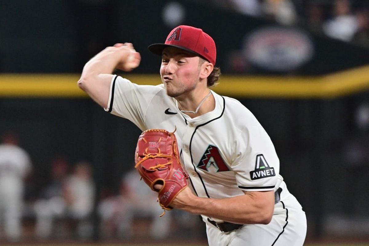 Apr 17, 2024; Phoenix, Arizona, USA;  Arizona Diamondbacks pitcher Brandon Pfaadt (32) throws in the first inning against the Chicago Cubs at Chase Field.