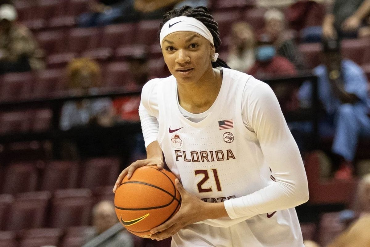 Florida State Seminoles forward Makayla Timpson (21) looks for an opening during a game between FSU and Jacksonville University at Donald L. Tucker Civic Center Thursday, Nov. 18, 2021.

Fsu Vs Jacksonville Womens Basketball 111821 Ts 934