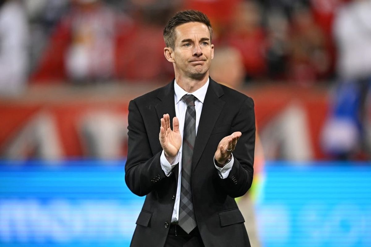 Nov 4, 2023; Harrison, NJ, USA; New York Red Bulls head coach Troy Lesesne reacts after the game against FC Cincinnati of game two in a round one match of the 2023 MLS Cup Playoffs at Red Bull Arena.