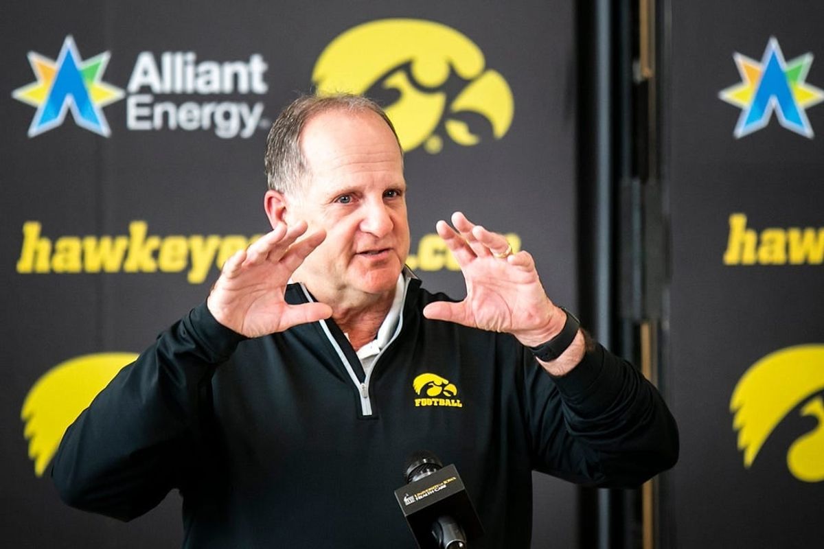 Iowa defensive coordinator Phil Parker speaks with reporters at a spring football news conference, Thursday, April 20, 2023, at the Hansen Football Performance Center in Iowa City, Iowa.

230420 Phil Parker 008 Jpg