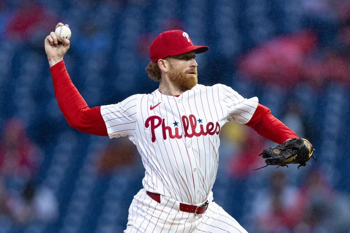 Apr 2, 2024; Philadelphia, Pennsylvania, USA; Philadelphia Phillies starting pitcher Spencer Turnbull (22) throws a pitch during the first inning against the Cincinnati Reds at Citizens Bank Park.
