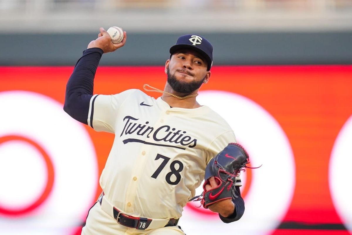 May 6, 2024; Minneapolis, Minnesota, USA; Minnesota Twins pitcher Simeon Woods Richardson (78) pitches against the Seattle Mariners in the fifth inning at Target Field.