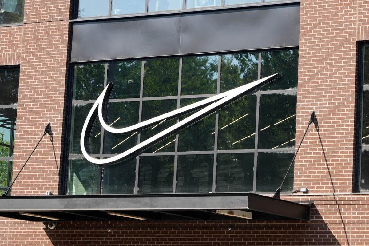 Sep 15, 2023; Eugene, OR, USA; The swoosh logo at Nike Eugene.