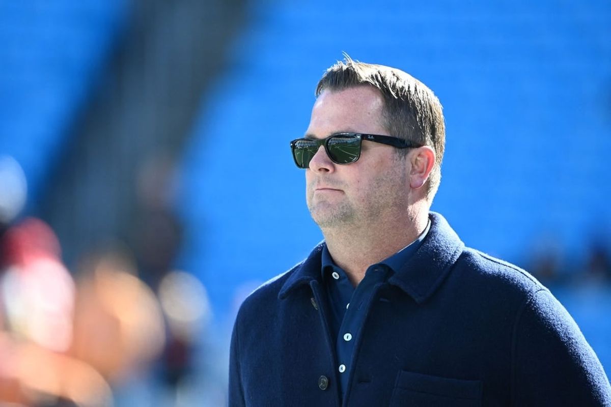 Jan 7, 2024; Charlotte, North Carolina, USA;  Carolina Panthers general manager Scott Fitterer before the game at Bank of America Stadium.