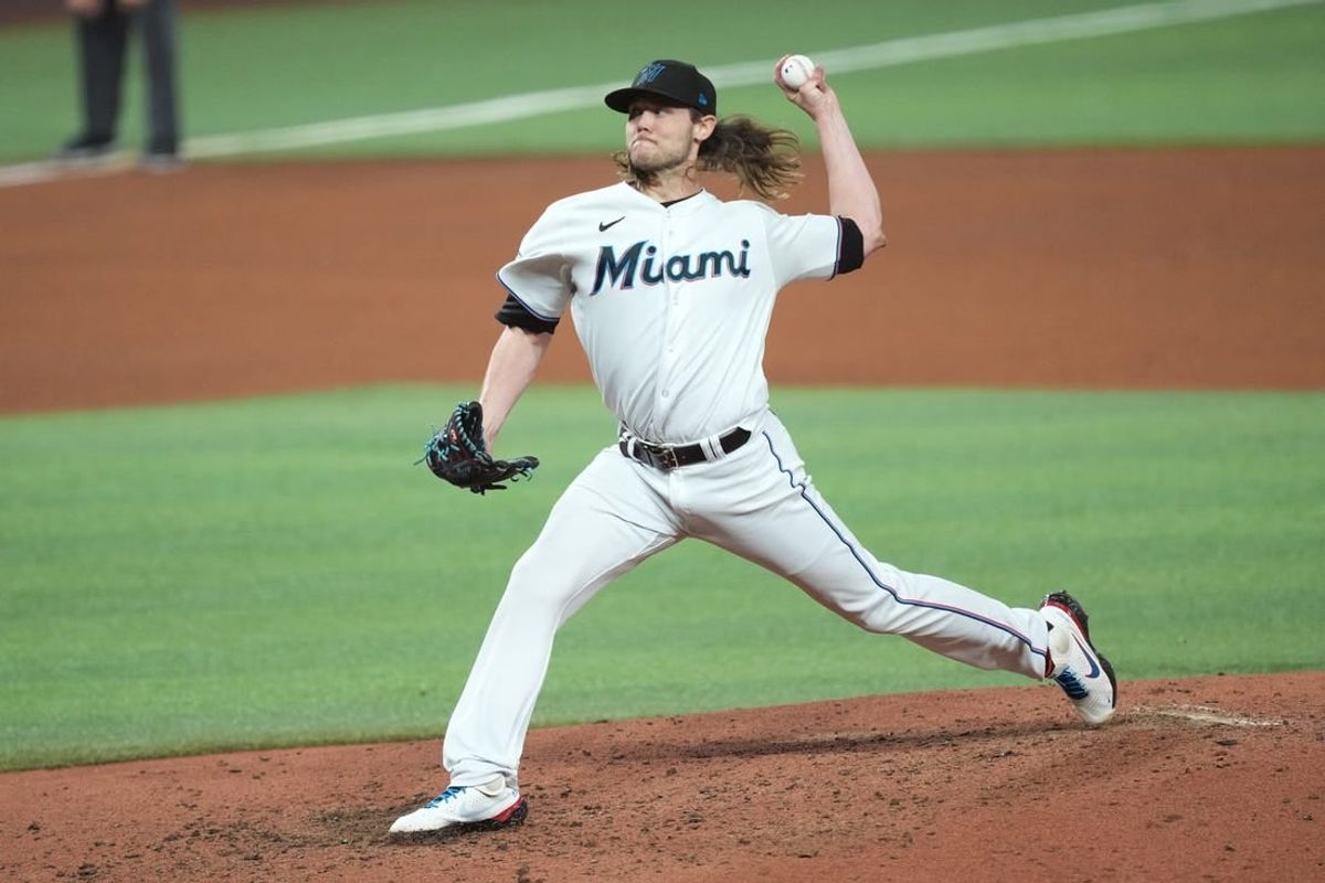 Sep 20, 2023; Miami, Florida, USA;  Miami Marlins relief pitcher Steven Okert (48) pitches in the fourth inning against the New York Mets at loanDepot Park.
