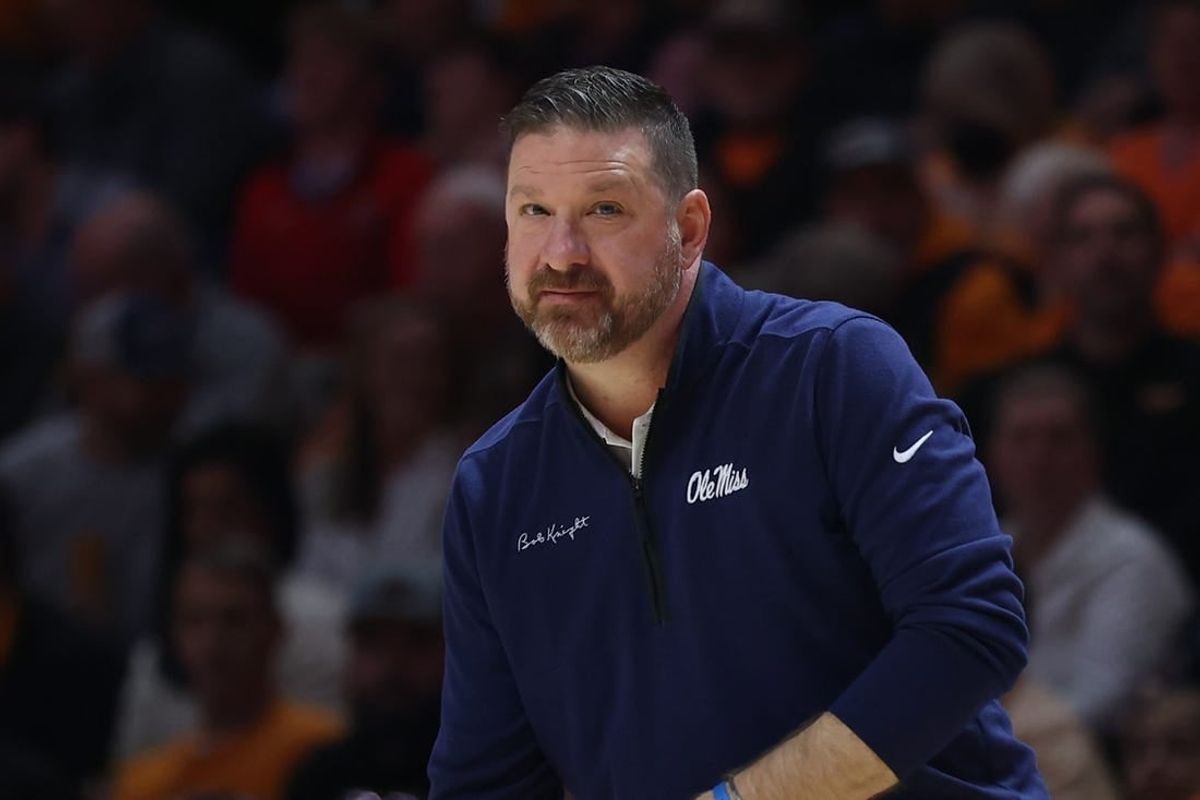 Jan 6, 2024; Knoxville, Tennessee, USA; Mississippi Rebels head coach Chris Beard during the first half against the Tennessee Volunteers at Thompson-Boling Arena at Food City Center.
