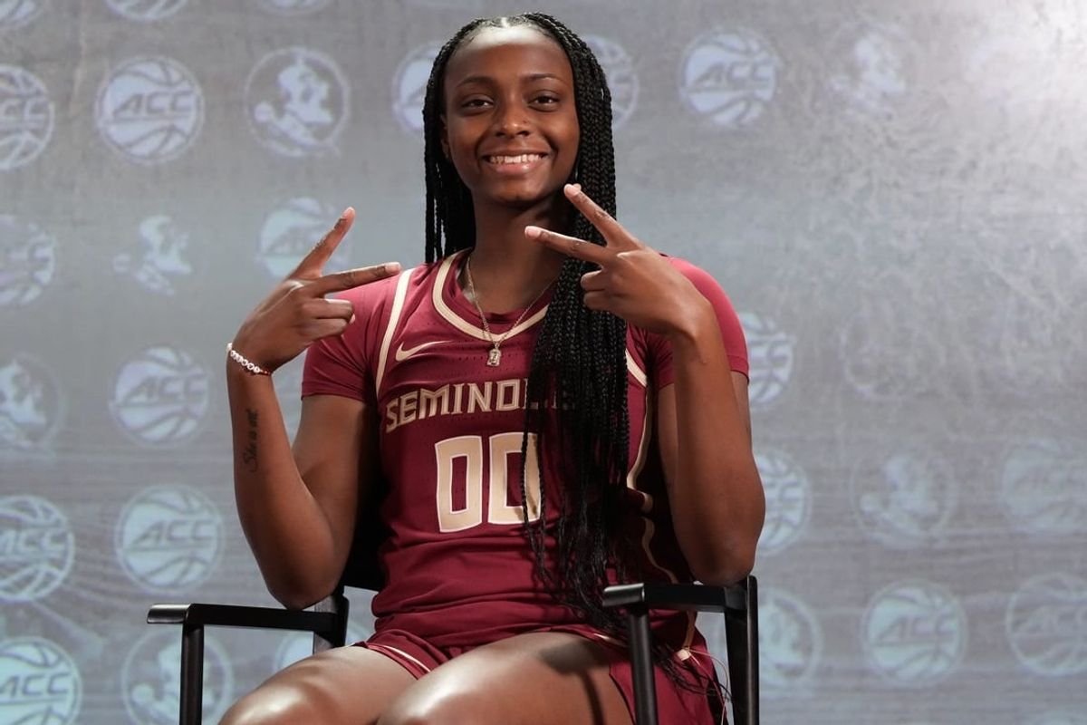 Oct 24, 2023; Charlotte, NC, USA; Florida State player Ta Niya Latson during the ACC Women s Tipoff at Hilton Charlotte Uptown.