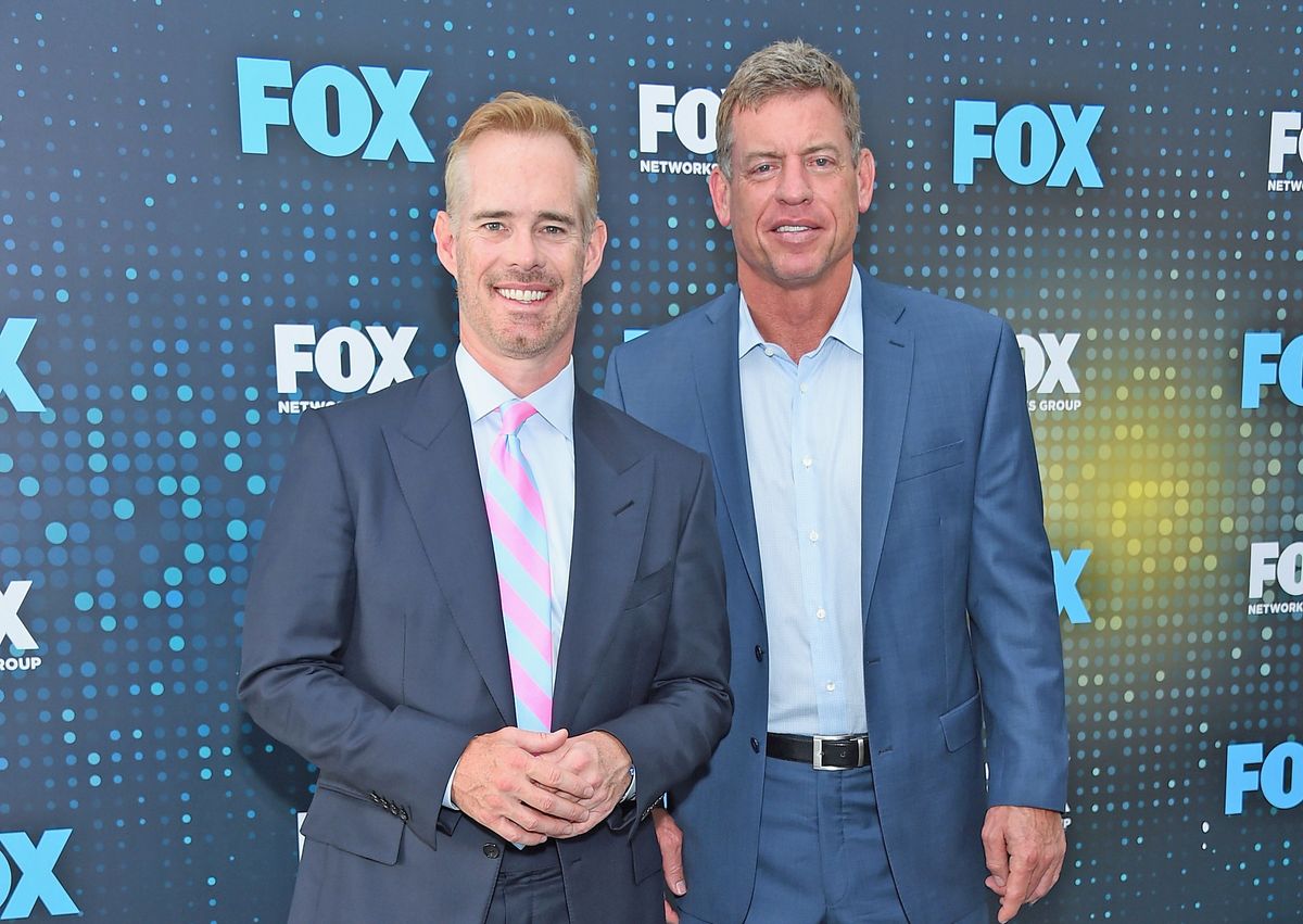 Joe Buck (l.) and Troy Aikman are latest broadcasters caught in revealing hot mic incident.